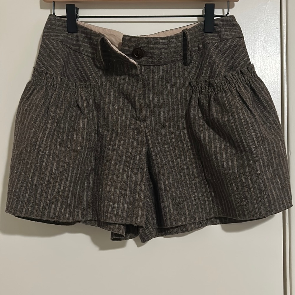 Women’s Brown and Khaki Pinstriped Shorts